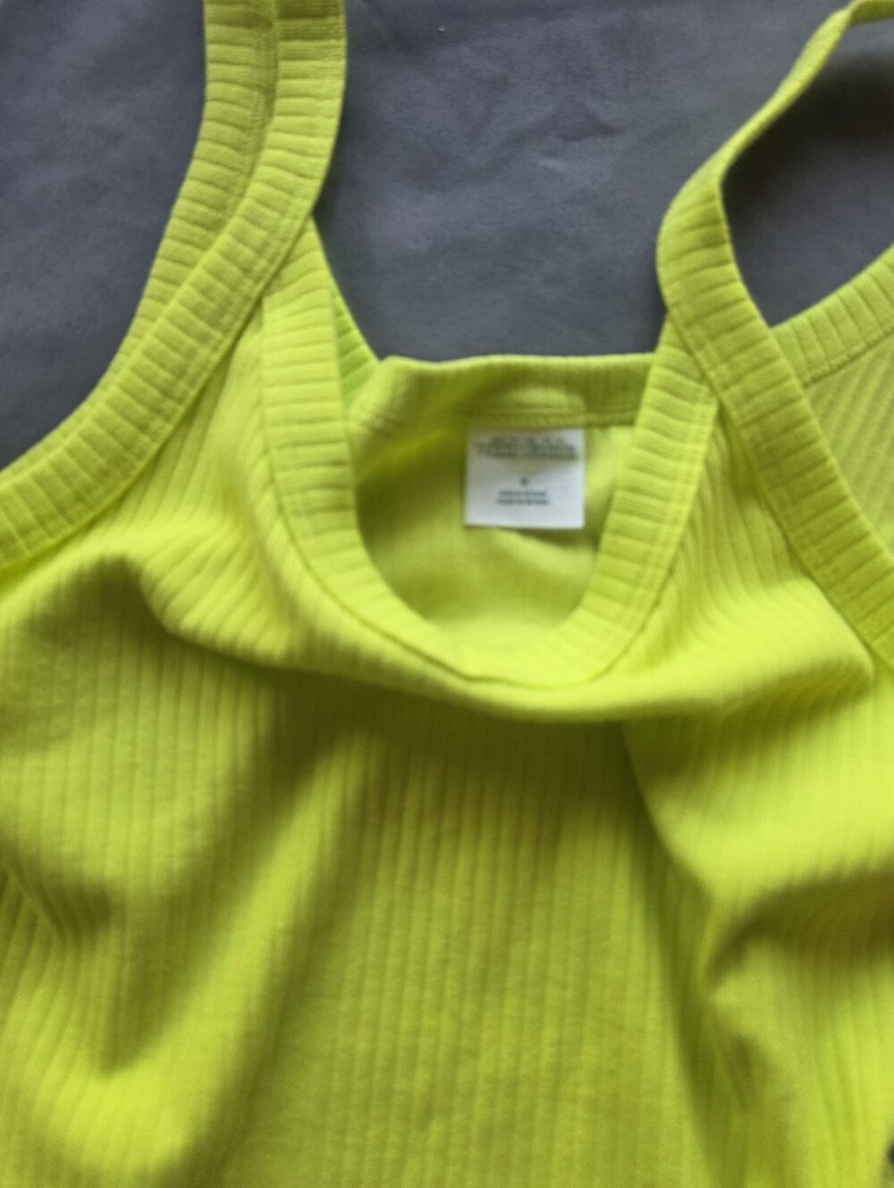 Neon Line Green Cropped Rib Tank Top - Picture 5 of 7